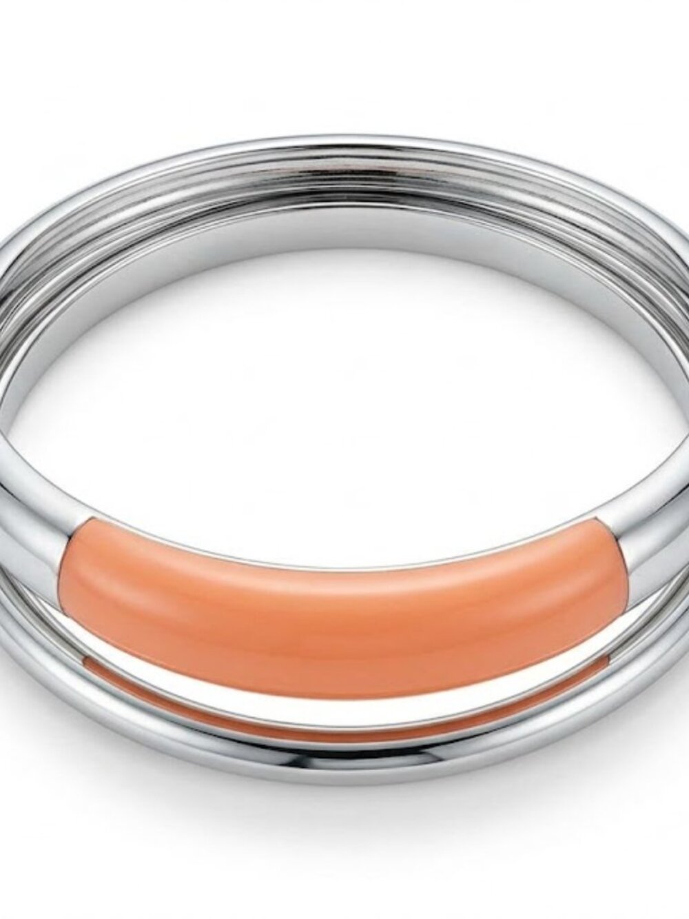 NWT Calvin Klein Silver & Peach Bangle Bracelet | Luxury Jewelry with Box & Pouc - Picture 7 of 7